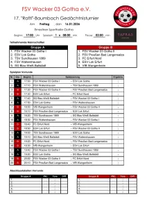 Der offizielle Spielplan vom 17. „Raftl"-Baumbach-Gedächtnisturnier